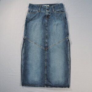 Vintage Denim Skirt Women 9 Maxi Pencil Jean 70s 80s Hippie Boho Retro Bareback
